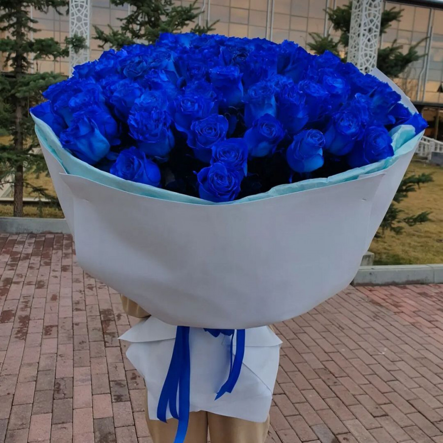 Букет из 101 синей розы -  фото 2