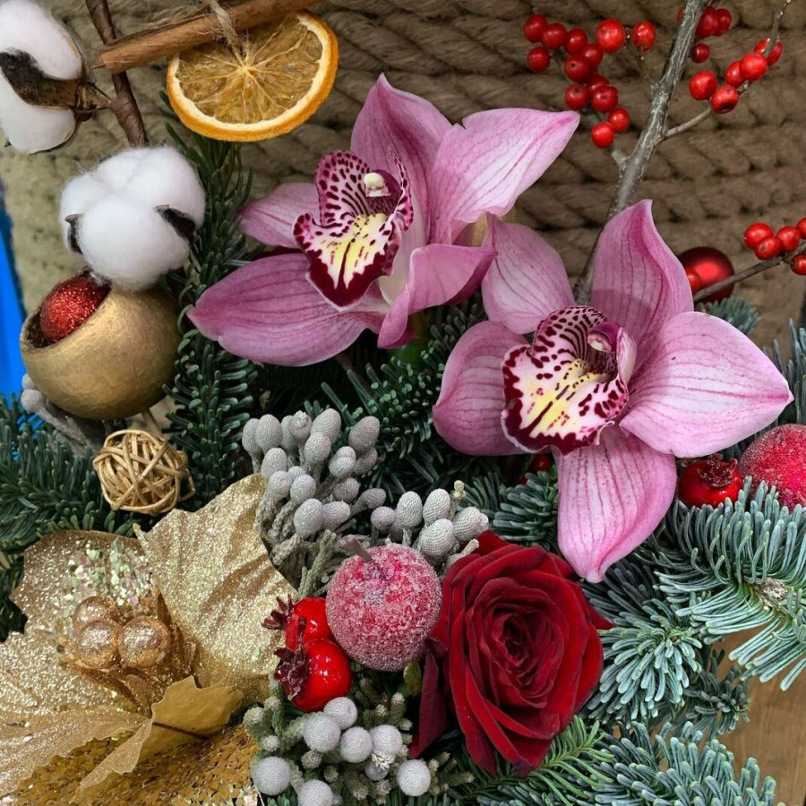 Новогодняя композиция с хлопком -  фото 2